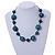 Teal Green Wood Bead Black Cotton Cord Necklace - 52cm Long - view 2