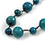 Teal Green Wood Bead Black Cotton Cord Necklace - 52cm Long - view 4