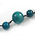 Teal Green Wood Bead Black Cotton Cord Necklace - 52cm Long - view 5