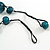 Teal Green Wood Bead Black Cotton Cord Necklace - 52cm Long - view 6