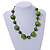 Lime Green Wood Bead Black Cotton Cord Necklace - 52cm Long - view 2