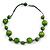 Lime Green Wood Bead Black Cotton Cord Necklace - 52cm Long - view 3