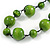 Lime Green Wood Bead Black Cotton Cord Necklace - 52cm Long - view 4