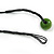 Lime Green Wood Bead Black Cotton Cord Necklace - 52cm Long - view 6