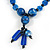 Chunky Blue Resin, Ceramic Bead Black Cord Tassel Necklace - 66cm L/ 11cm Tassel - view 8