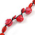 Carrot Red Ceramic, Glass, Wood and Raspberry Red Resin Beads Black Cord Necklace - 55cm L - view 5