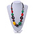 Multicoloured Resin, Wood Bead with Black Cotton Cord Necklace - 64cm L - view 2