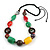 Multicoloured Resin, Wood Bead with Black Cotton Cord Necklace - 64cm L - view 3