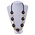 Milky White Ceramic and Brown Wood Bead Necklace - 74cm Long - view 2