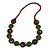 Bottle Green Ceramic and Brown Wood Bead Necklace - 74cm Long - view 3