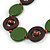 Bottle Green Ceramic and Brown Wood Bead Necklace - 74cm Long - view 5