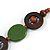 Bottle Green Ceramic and Brown Wood Bead Necklace - 74cm Long - view 6