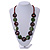 Bottle Green Ceramic and Brown Wood Bead Necklace - 74cm Long - view 2