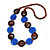 Blue Ceramic and Brown Wood Bead Necklace - 74cm Long - view 3