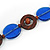 Blue Ceramic and Brown Wood Bead Necklace - 74cm Long - view 5