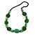 Statement Ceramic/ Wood/ Resin Bead Black Cotton Cord Necklace (Green) - 70cm L - view 1
