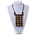 Statement Natural/ Black Wood Bib Style Necklace with Brown Silk Cords - Adjustable - view 2