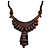 Ethnic Statement Geometric Wood Bead Cotton Cord Necklace In Brown - Adjustable - view 4