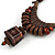 Ethnic Statement Geometric Wood Bead Cotton Cord Necklace In Brown - Adjustable - view 3