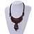 Ethnic Statement Geometric Wood Bead Cotton Cord Necklace In Brown - Adjustable - view 2