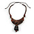 Ethnic Statement Geometric Wood Bead Cotton Cord Necklace In Brown - Adjustable - view 8
