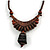 Ethnic Statement Geometric Wood Bead Cotton Cord Necklace In Brown - Adjustable - view 3