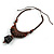 Ethnic Statement Geometric Wood Bead Cotton Cord Necklace In Brown - Adjustable - view 6