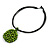 Black Rubber Cord Necklace with Lime Green Wood Bead Medallion Pendant - 50cm L - view 4