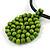 Black Rubber Cord Necklace with Lime Green Wood Bead Medallion Pendant - 50cm L - view 5