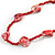 Sea Shell and Glass Bead Necklace In Red - 80cm Long - view 4
