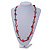 Sea Shell and Glass Bead Necklace In Red - 80cm Long - view 2