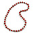 Red Glass Bead with Silver Tone Metal Wire Element Necklace - 70cm Long - view 3
