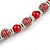 Red Glass Bead with Silver Tone Metal Wire Element Necklace - 70cm Long - view 5