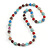 Multicoloured Glass Bead with Silver Tone Metal Wire Element Necklace - 70cm Long
