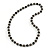 Black Glass Bead with Silver Tone Metal Wire Element Necklace - 70cm Long - view 3