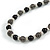Black Glass Bead with Silver Tone Metal Wire Element Necklace - 70cm Long - view 4