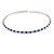 Thin Blue/ Clear Crystal Flex Choker Necklace In Silver Tone - Adjustable