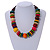 Statement Multicoloured Round and Button Wood Bead Necklace - 56cm L - view 2