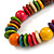 Statement Multicoloured Round and Button Wood Bead Necklace - 56cm L - view 5