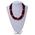 Statement Red/ Black Round and Button Wood Bead Necklace - 56cm L - view 2