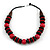 Statement Red/ Black Round and Button Wood Bead Necklace - 56cm L - view 3