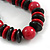 Statement Red/ Black Round and Button Wood Bead Necklace - 56cm L - view 6