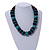 Statement Teal/ Black Round and Button Wood Bead Necklace - 56cm L - view 2