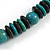 Statement Teal/ Black Round and Button Wood Bead Necklace - 56cm L - view 5