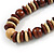 Statement Brown/ Natural Round and Button Wood Bead Necklace - 56cm L - view 3