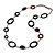 Long Black/ Brown Wooden Link Faux Suede Cord Necklace - 120cm L - view 2