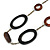 Long Black/ Brown Wooden Link Faux Suede Cord Necklace - 120cm L - view 4