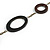 Long Black/ Brown Wooden Link Faux Suede Cord Necklace - 120cm L - view 5