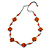 Stunning Orange Wood Flower Black Cotton Cord Long Necklace - 90cm L - view 4