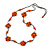 Stunning Orange Wood Flower Black Cotton Cord Long Necklace - 90cm L